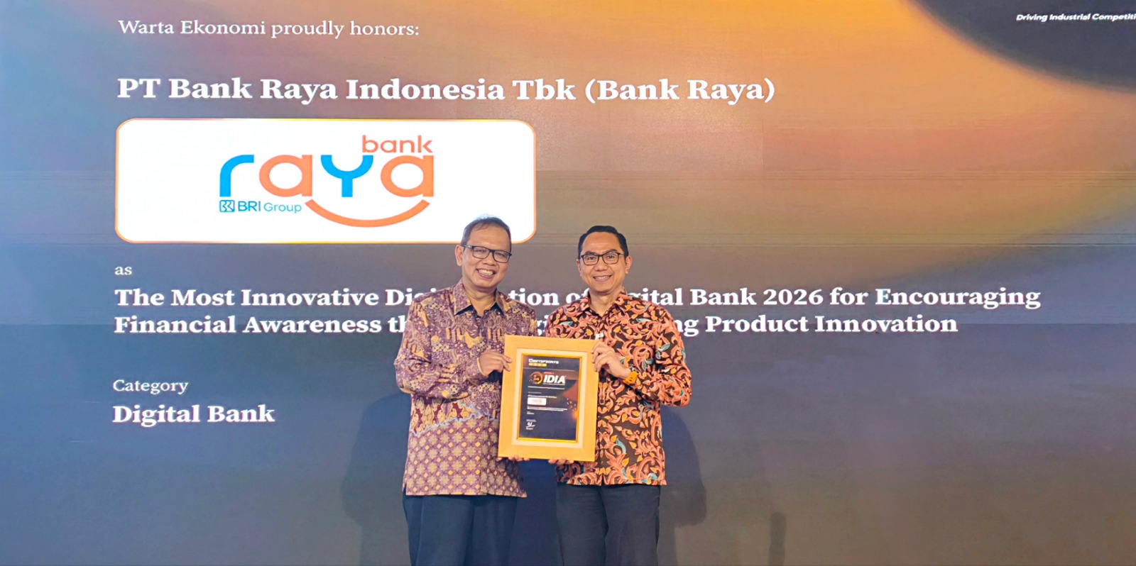 Konsisten Dorong Inovasi Digital Perbankan, Bank Raya Kembali Raih Penghargaan Indonesia Digital Innovation Awards (IDIA) 2026