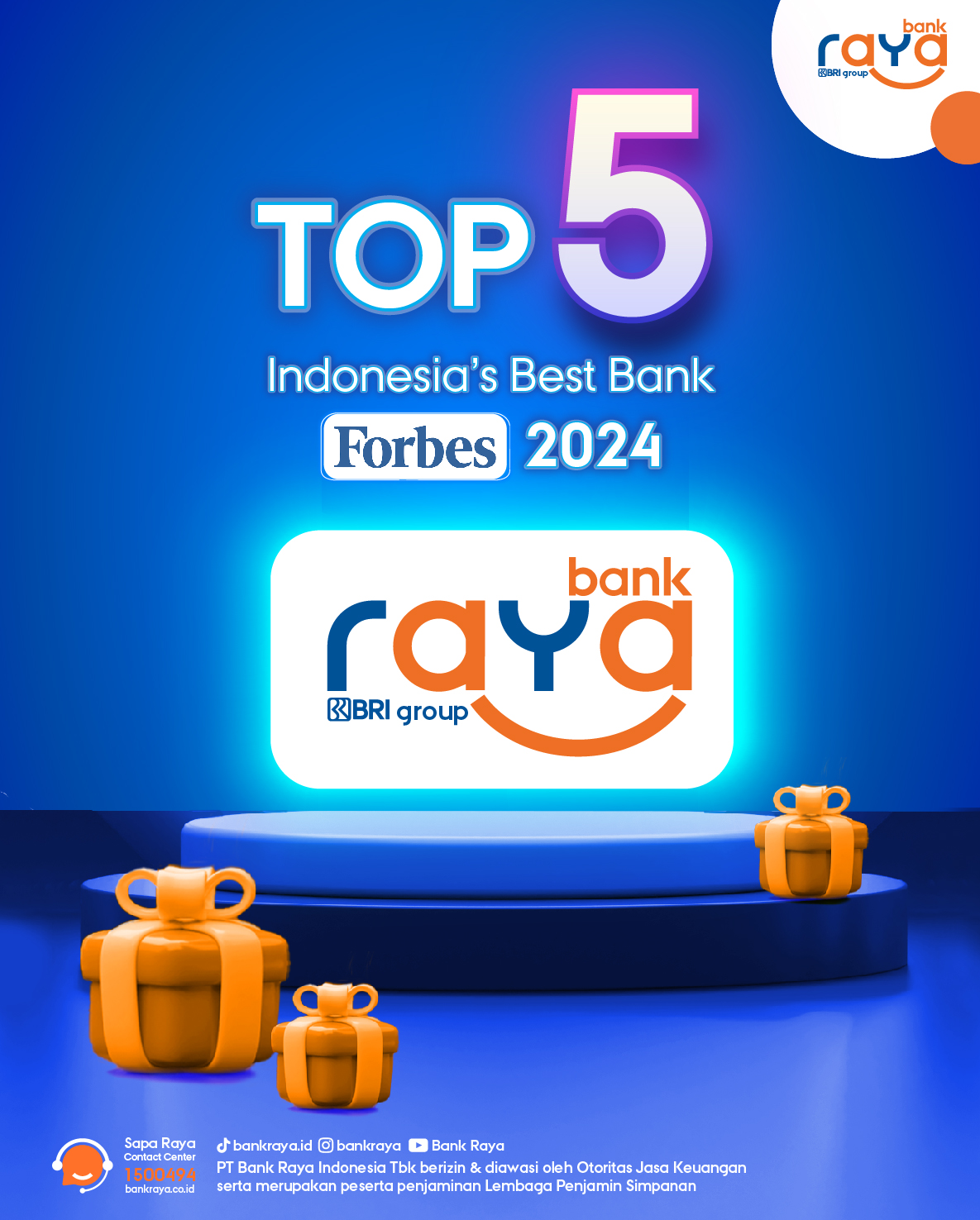 Bank Raya Raih Penghargaan Top 5 Bank Terbaik di Indonesia  versi Majalah Forbes